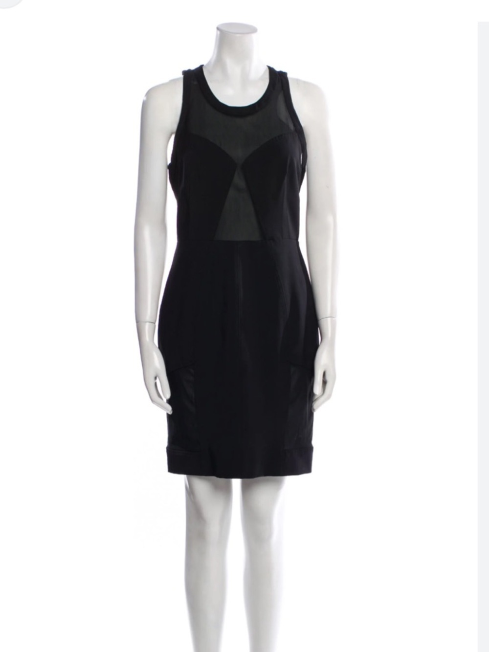 Yigal Azurel Black Sleeveless Mesh Insert Sheath Dress 8